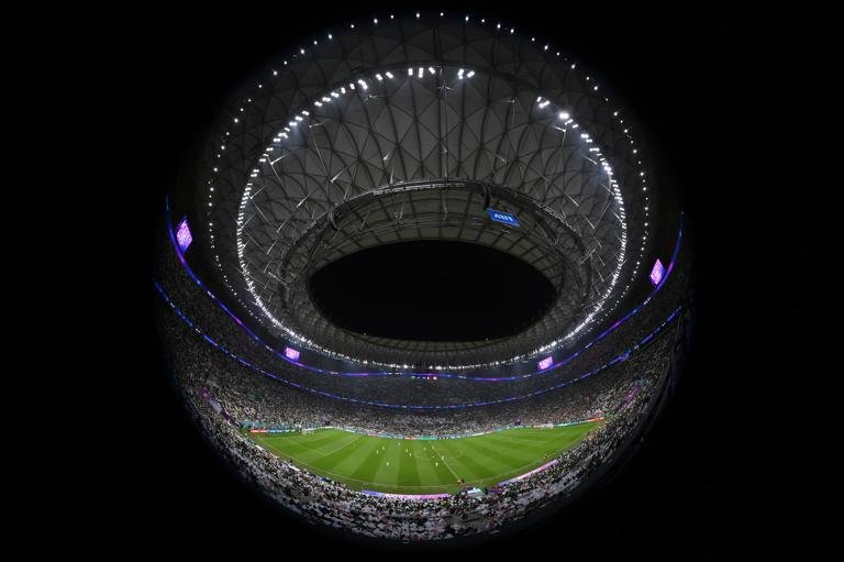 LUSAIL CITY, QATAR - NOVEMBER 30: (EDITORS NOTE: This image was shot with a fisheye lens.) General view inside the stadium prior to the FIFA World Cup Qatar 2022 Group C match between Poland and Argentina at Stadium 974 on November 30, 2022 in Doha, Qatar. (Photo by Laurence Griffiths/Getty Images)