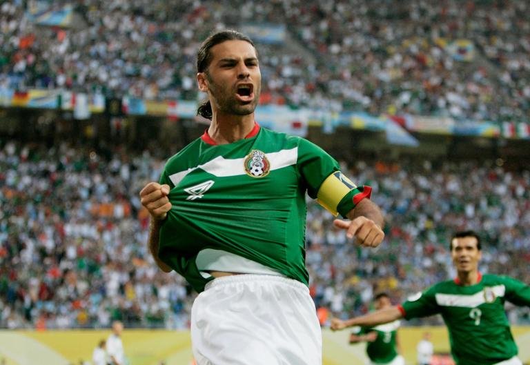 LEIPZIG, GERMANY - JUNE 24: Rafael Marquez of Mexico celebrates scoring the opening goal during the FIFA World Cup Germany 2006 Round of 16 match between Argentina and Mexico played at the Zentralstadion on June 24, 2006 in Leipzig, Germany. (Photo by Christof Koepsel/Bongarts/Getty Images)